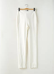 Pantalon slim țesătură poplin talie înaltă alb MORGAN femme