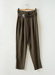 Pantalon drept țesătură crep talie înaltă verde MORGAN femme