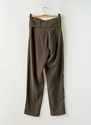 Pantalon drept țesătură crep talie înaltă verde MORGAN femeie