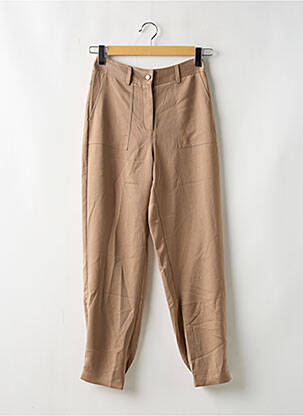 Pantalon drept talie cu cleme talie înaltă bej GUESS femeie