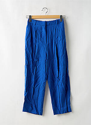Pantalon drept țesătură poplin talie înaltă albastru MANGO femeie