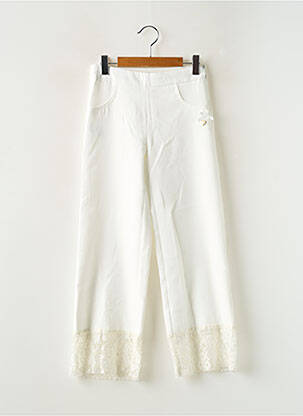 Pantalon drept croială dreaptă talie elastică alb LE CHIC fată