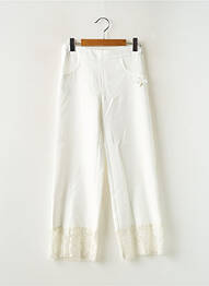 Pantalon drept croială dreaptă talie elastică alb LE CHIC fată
