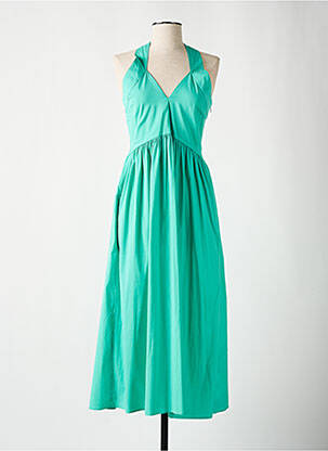 Rochie midi guler în v bretele subțiri verde MAX MARA femeie