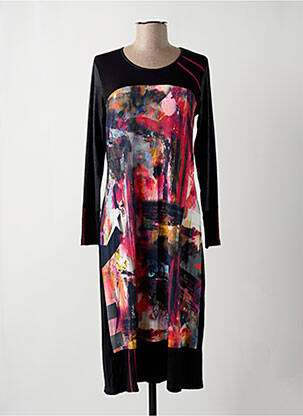 Rochie midi imprimeu fantezie mâneci lungi negru JEAN GABRIEL femeie