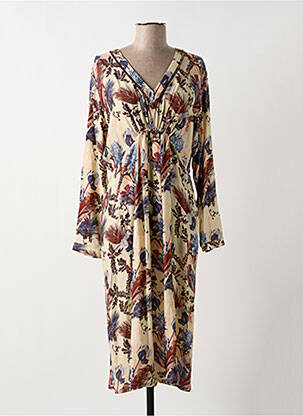Rochie midi imprimeu floral mâneci lungi bej MOS MOSH femeie