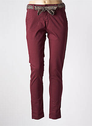 Pantalon chino țesătură poplin mărime normală roșu LE TEMPS DES CERISES femeie
