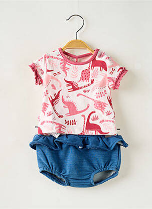 Set pantaloni tip de tricou roz BOBOLI fată