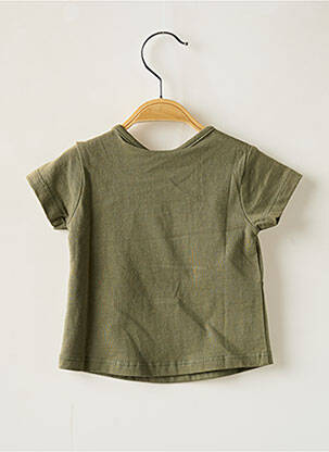 Tricou croială dreaptă mâneci scurte verde BOBOLI fată
