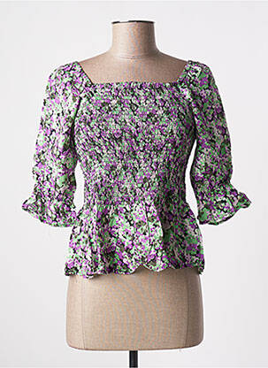 Top guler pătrat mâneci 3/4 verde KAFFE femeie