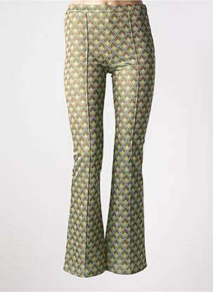 Pantalon evazat talie cu cleme talie înaltă verde SEE THE MOON femeie