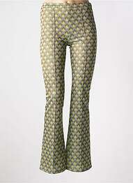 Pantalon evazat talie cu cleme talie înaltă verde SEE THE MOON femme
