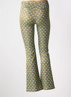 Pantalon evazat talie cu cleme talie înaltă verde SEE THE MOON femeie