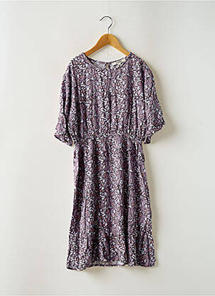 Rochie midi guler rotund mâneci 3/4 violet GARCIA fată