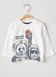 Tricou croială cambrată mâneci lungi alb BOBOLI garcon