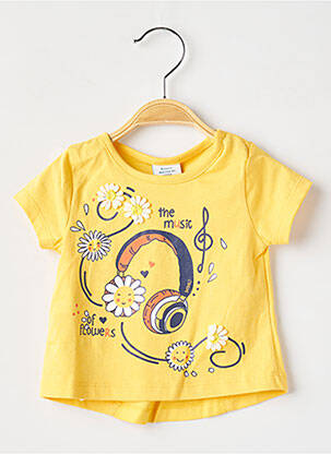 Tricou croială dreaptă mâneci scurte galben BOBOLI fată