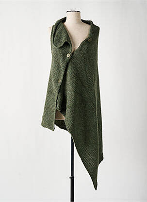 Poncho croială asimetrică verde KEDZIOREK femeie
