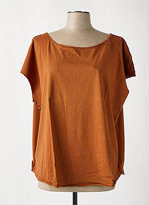 Tricou guler rotund mâneci scurte maro MAEVY femeie
