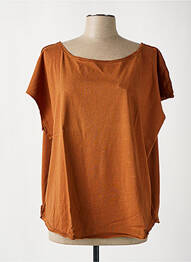Tricou guler rotund mâneci scurte maro MAEVY femeie