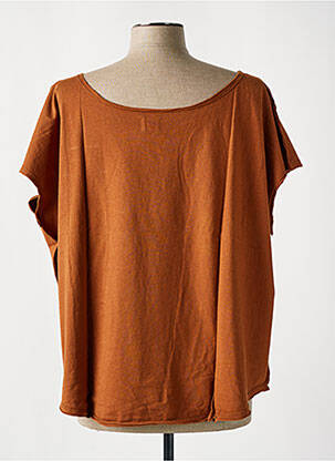 Tricou guler rotund mâneci scurte maro MAEVY femeie