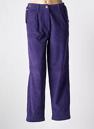 Pantalon drept închidere cu fermoar sub clapetă cu nasturi violet CHARLIE JOE femeie