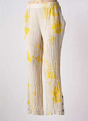 Pantalon drept talie elastică bej LUUKAA femeie