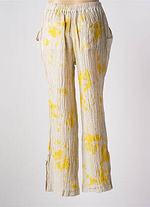 Pantalon drept talie elastică bej LUUKAA femeie
