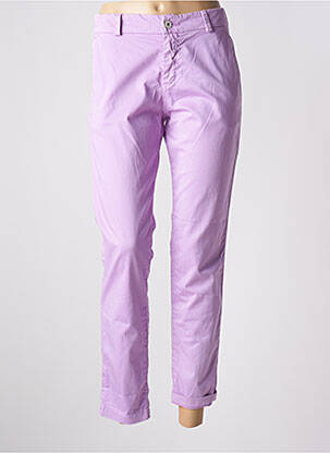 Pantalon 7/8 închidere cu fermoar sub clapetă cu nasturi violet SUNDAY femeie