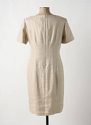 Rochie midi închidere cu fermoar la spate mâneci scurte bej WHITE LABEL femeie