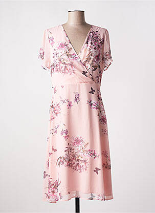 Rochie midi imprimeu floral mâneci scurte roz MORE & MORE femeie