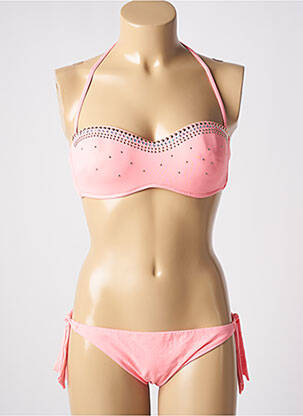 Costum de baie din două piese top bentiță top bentiță roz GENIUS femeie
