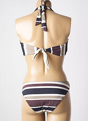 Costum de baie din două piese elasticitate top triunghiuri maro GENIUS femeie