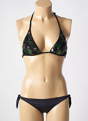 Costum de baie din două piese elasticitate top triunghiuri negru GENIUS femeie