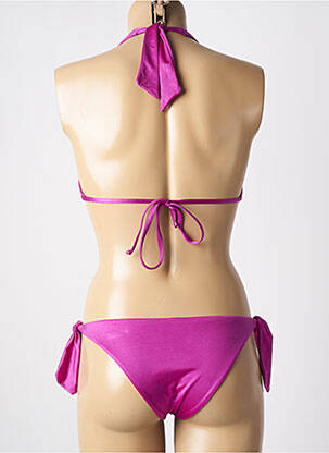 Costum de baie din două piese elasticitate top triunghiuri roz GENIUS femeie