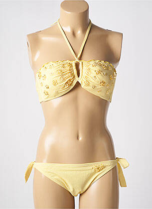 Costum de baie din două piese top bentiță top bentiță galben GENIUS femeie
