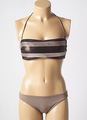 Costum de baie din două piese elasticitate top bentiță maro GENIUS femeie
