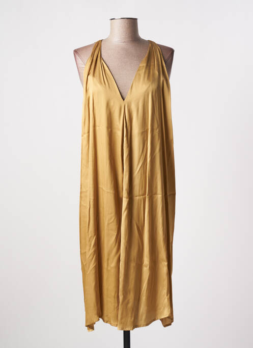 Rochie midi auriu LAUREN VIDAL femeie