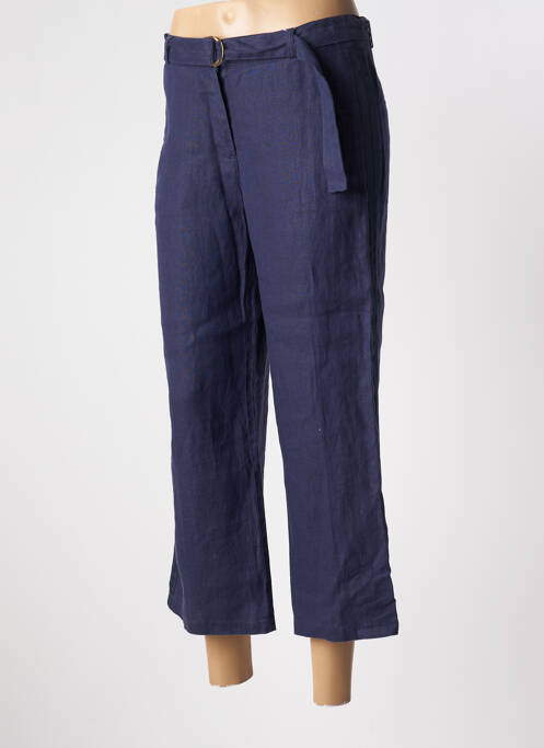 Pantalon trei sferturi croială dreaptă talie înaltă albastru JULIE GUERLANDE femme