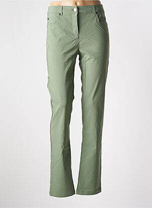 Pantalon slim țesătură poplin mărime normală verde BRANDTEX femeie