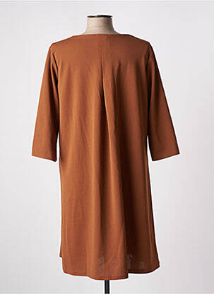 Rochie midi mâneci 3/4 mâneci 3/4 maro OTTANTOTTO femeie