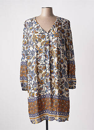 Rochie midi imprimeu floral mâneci lungi bej JULIE GUERLANDE femeie