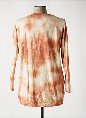 Pulover guler în v mâneci lungi portocalie MADE IN ITALY femeie