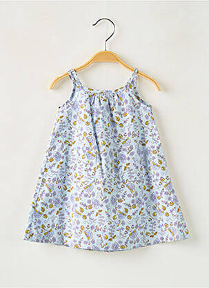 Rochie scurtă guler rotund bretele subțiri albastru PETIT BATEAU fată