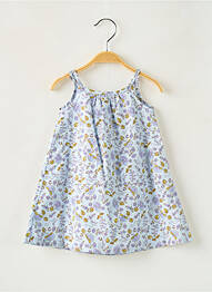 Rochie scurtă țesătură poplin bretele subțiri albastru PETIT BATEAU fille