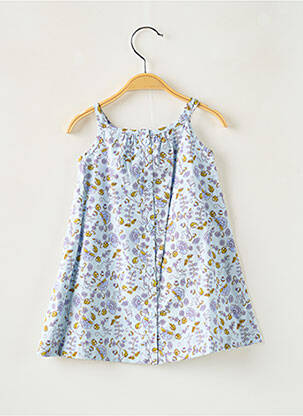 Rochie scurtă guler rotund bretele subțiri albastru PETIT BATEAU fată