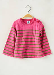Pulover croială dreaptă mâneci lungi roz PETIT BATEAU fată
