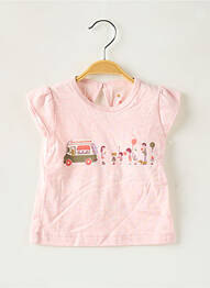 Tricou închidere cu nasturi la spate mâneci scurte roz PETIT BATEAU fille