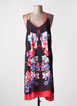 Rochie midi imprimeu floral bretele subțiri negru MASSANA femeie