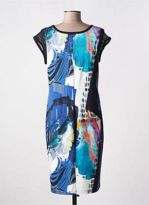 Rochie midi imprimeu fantezie mâneci scurte albastru TELMAIL femeie