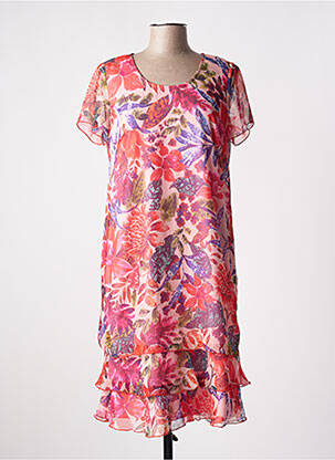 Rochie midi imprimeu floral mâneci scurte portocaliu TELMAIL femeie